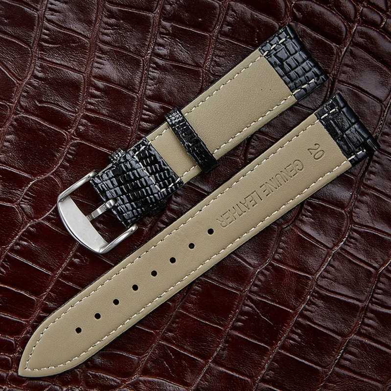 Other Watches New Leather Watchband Lizard Pattern Pin Buckle Watch Strap Women Men Watch Band 12mm 14mm 16mm 18mm 20mm 22mm 24mm Accessory J240330