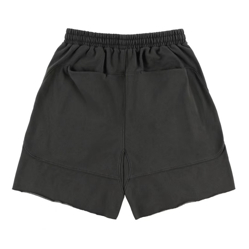 Gewaschene Shorts für Herren und Damen, gerade Shorts mit Kordelzug, Reithose, Schwarz, Grau