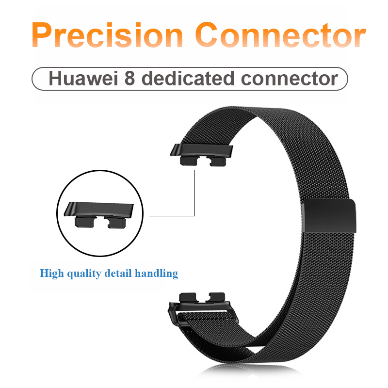 Sangle en métal pour Huawei Band 8 Bracelet avec écran de boîtier Protector Soft TPU Remplacement Milanese Magnetic Loop Huawei Watchband