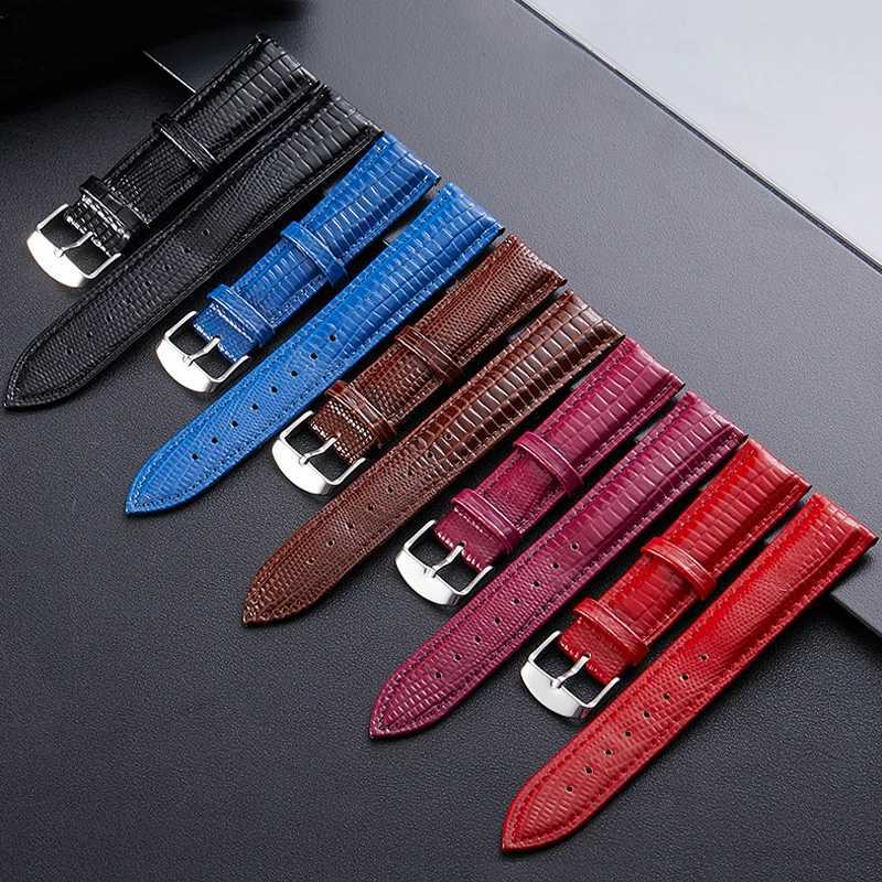Other Watches New Leather Watchband Lizard Pattern Pin Buckle Watch Strap Women Men Watch Band 12mm 14mm 16mm 18mm 20mm 22mm 24mm Accessory J240330