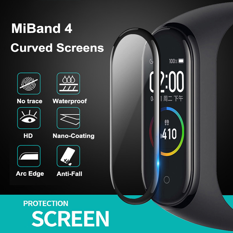 1-Screen Protective Film para Mi Band 4 5 6 Xiaomi 3d Bending Hot Pet Soft HD Film Protective Capa Smartwatch Acessórios