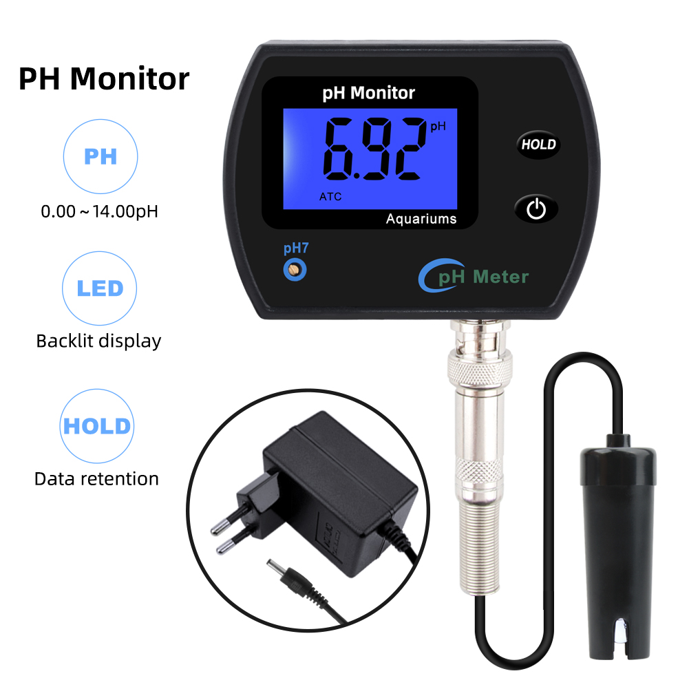 Professionell exakt pH-mätare akvarium Multi-parameter Digital vattenkvalitet Monitor Vatten Tester Acidometer Hydroponics Tool