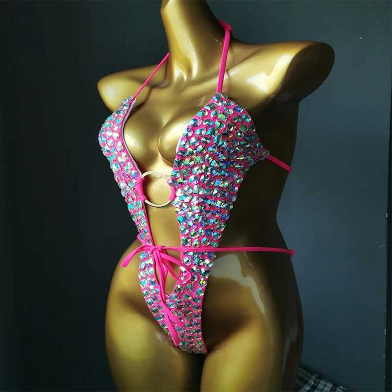 Kvinnors badkläder 2019 Venus Vacation Diamond Swimsuit Push On Swimsuit Sexig Womens Biquini Rhinestone Swimsuit Beach Suit J240330