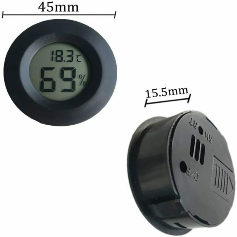 Round Electronic Thermo-Hygrometer Mini LCD Digital Thermometer Reptil Akvarium Temperatur Fuktighetsmätar Detektorverktyg