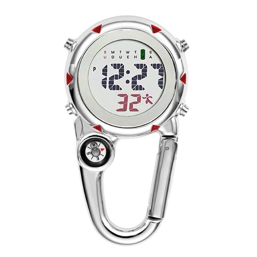 Moschettone digitale Clip Sport Gancio Orologio Regalo ospedaliero Elettronico luminoso multifunzione FOB Orologio da infermiera Orologio sportivo da esterno LJ201208d