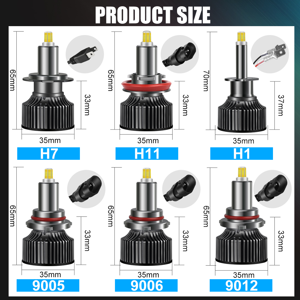 H1 LED H7 H11 9012 LED Headlamp 60000LM HIR2 HB3 HB4 H8 9005 9006 LED FACTO 6000K 360 graus CSP LED 120W para LEN para Len