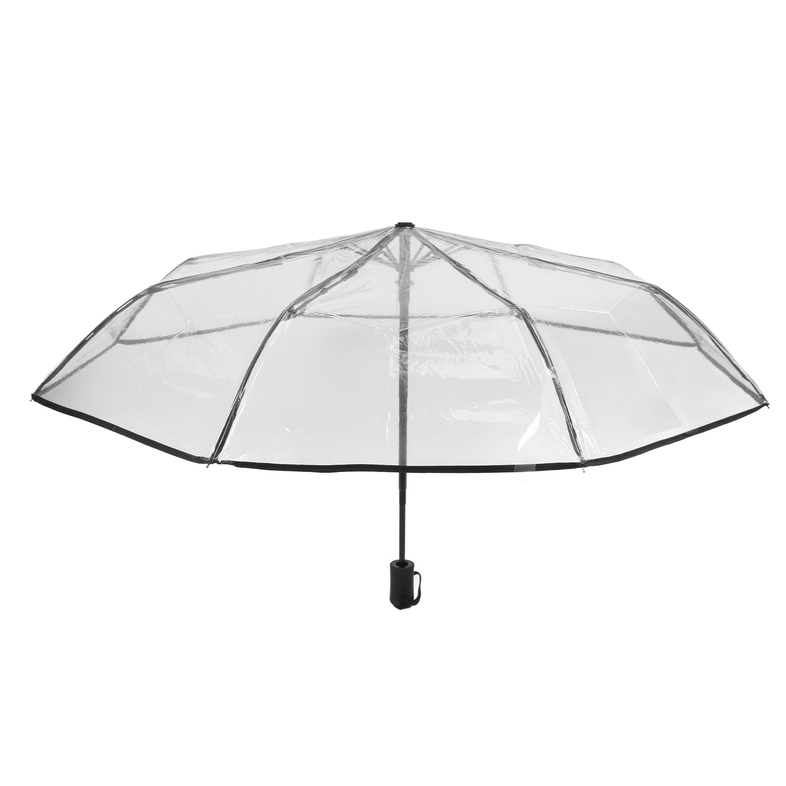 مظلات Juchiva واضحة المظلة التلقائية القابلة للطي كاملة المطاط البلاستيكي المريح دليل الرياح 3 أضعاف على الهواء الطلق
