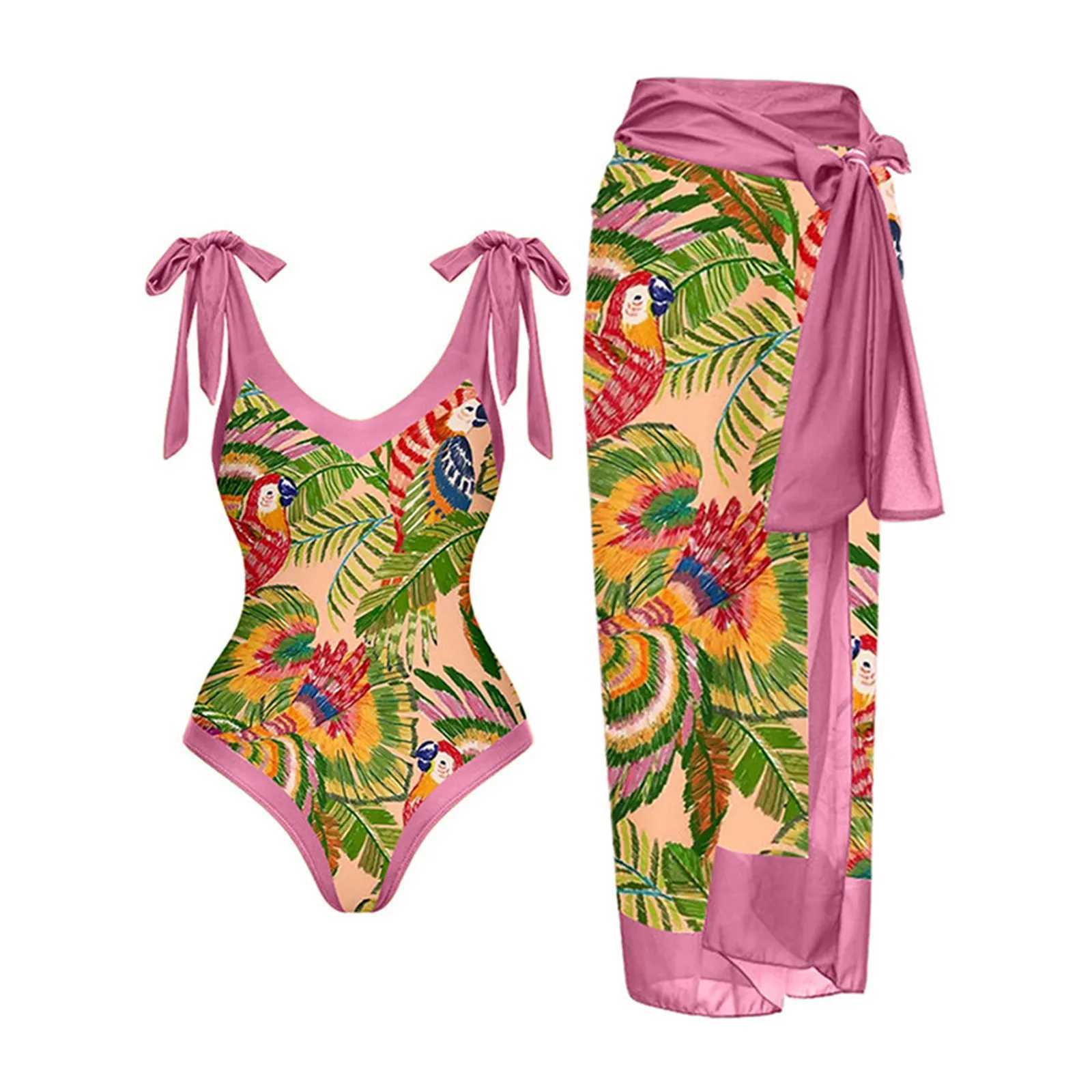 Traje de baño para mujer Conjunto de bikini de estilo dividido con estampado de mariposa y cuello en V sexy informal para mujer con almohadilla para el pecho y sin soporte de acero J240330