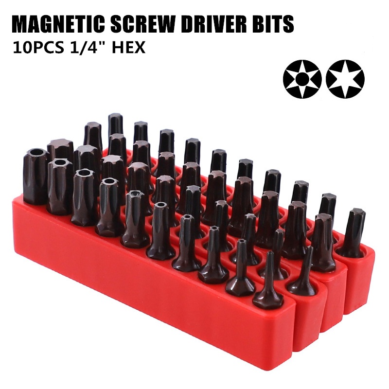 1/4" Hex Torx Head 25mm S2 Alloy Screw Driver Bits Magnetic Set T6-T40 Electric Screwdriver Bit Electric Socket Tool Set