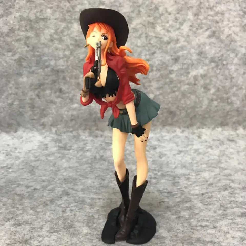 Anime Manga 18,5 cm ein Stück Anime -Figur PVC Cowboy Luffy Cowboy Nami Action Sammlermodell Dekoration Puppenmodell Spielzeug Geschenke 24329