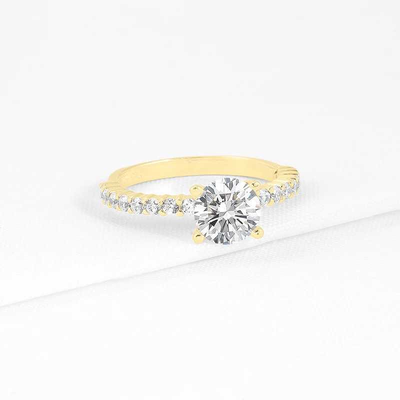 Bröllopsringar lnngy certifierad 10k fast guld Moissanite Solitaire Ring 1.25CT rundklipp klassiska halo -förlovningsringar för par bröllopspresent 24329