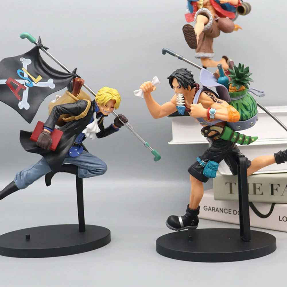 Anime Manga 18 cm Anime One Piece Figura Running Sabo Zaino Portgas D Ace Monkey D Luffy Action Figure Collection Modello Ornamenti Giocattolo Regalo 24329