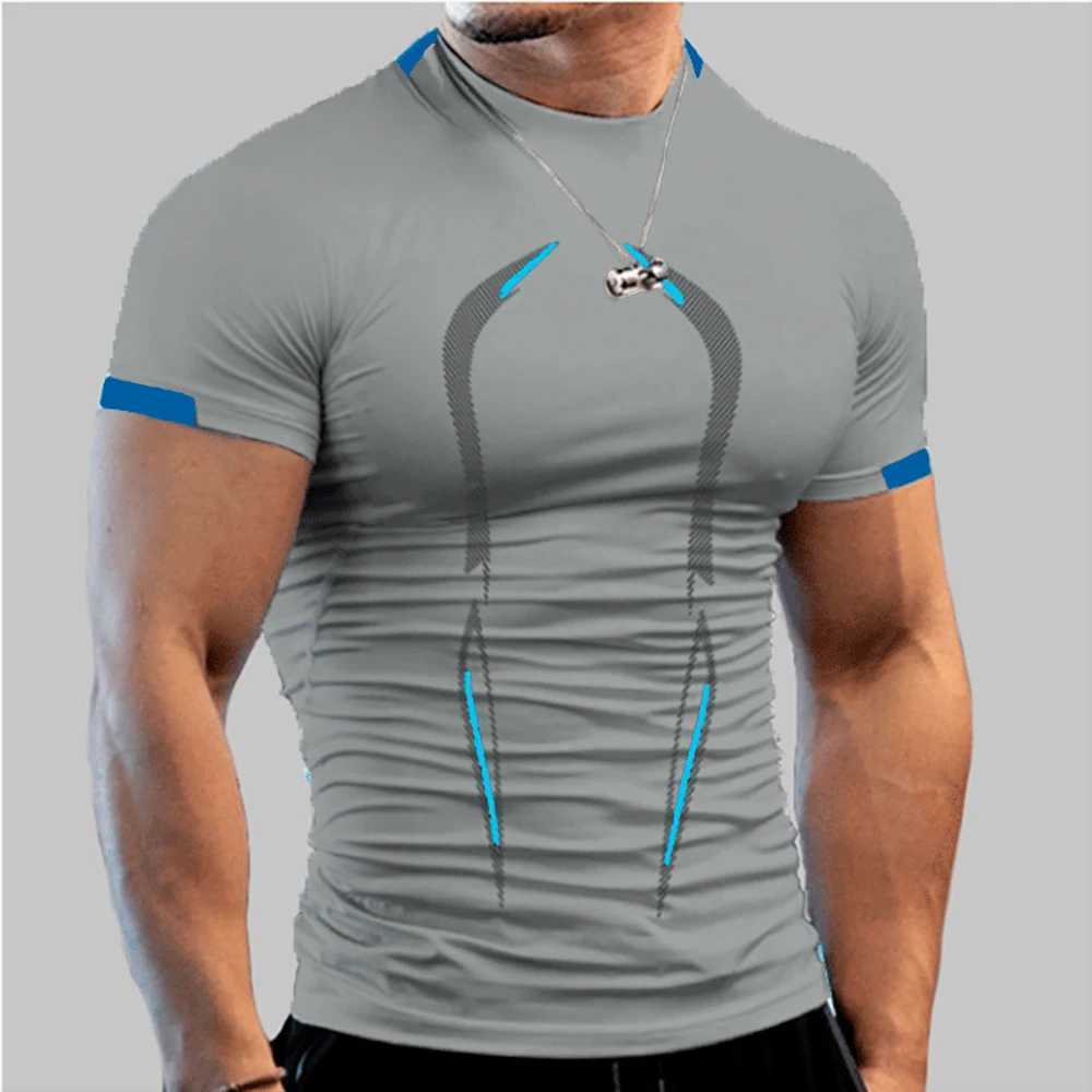 T-shirts voor heren gym korte mouwen heren t-shirt zomer ademend snel drogende sport top fitness t-shirt gecomprimeerd heren t-shirt j240330