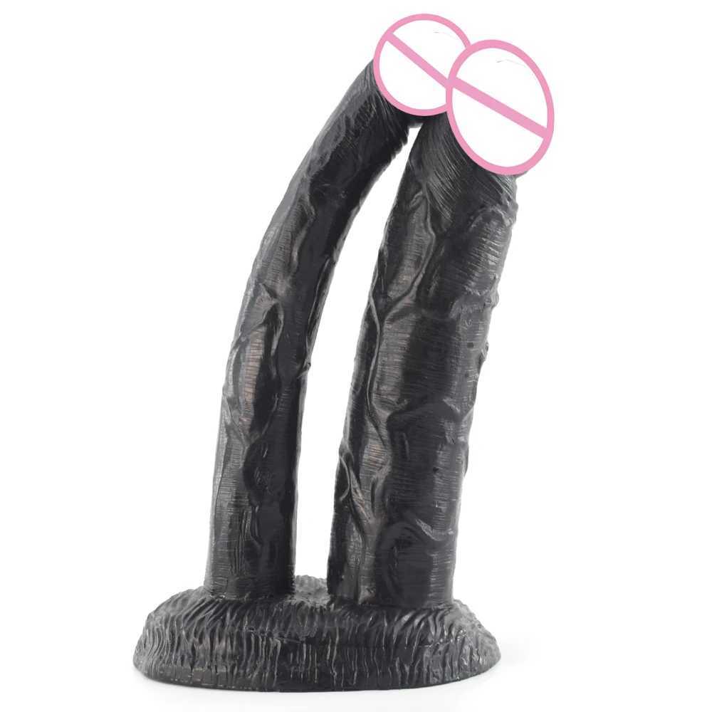 NXY DILDO Dongs Fredorch Long Black Double Dildo Actedment для секс -машины для взрослых игрушек для влагалища и заднего дня Anus uc U Lock Conctor 240330