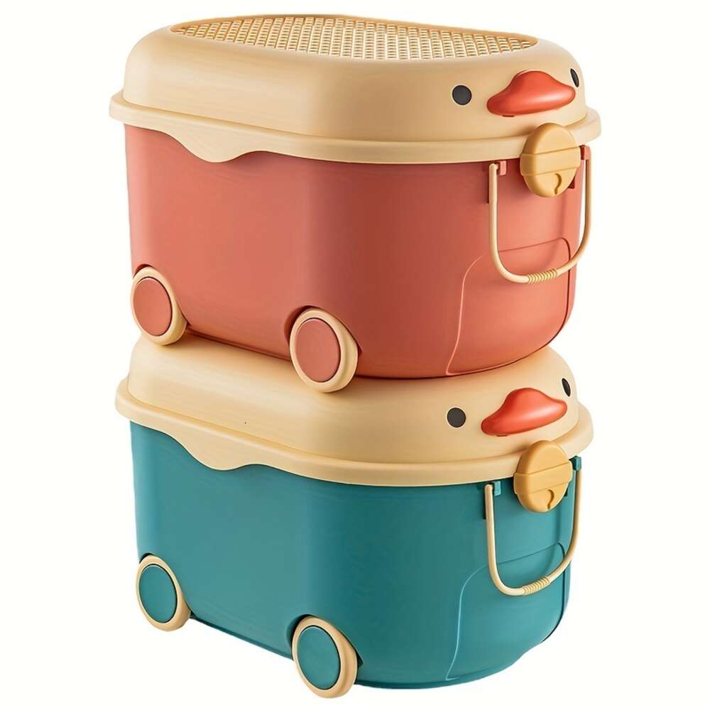 1psc Christmas Gift Duck Sorting Home Cute Shape, Clothes Storage, with Wheels, Box, Suitable for Living Room, Bedroom, Storage Box