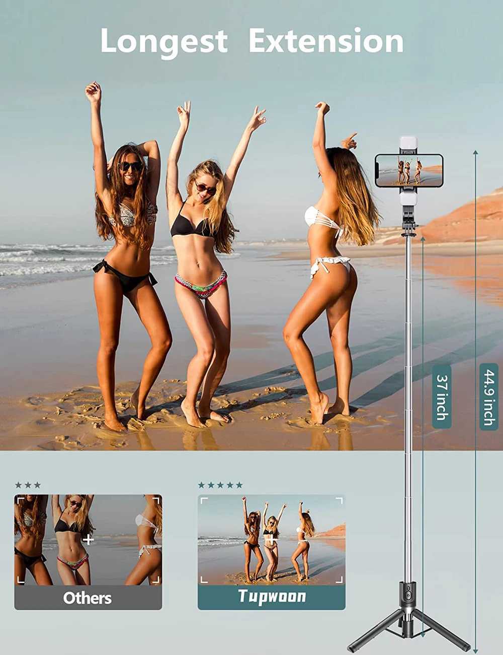 Selfie Monopods Extended Selfie Stick Bluetooth selfie stick remplir trépied de lumière avec obturateur à distance pour Android IOS 2023 dernier chaud 24329