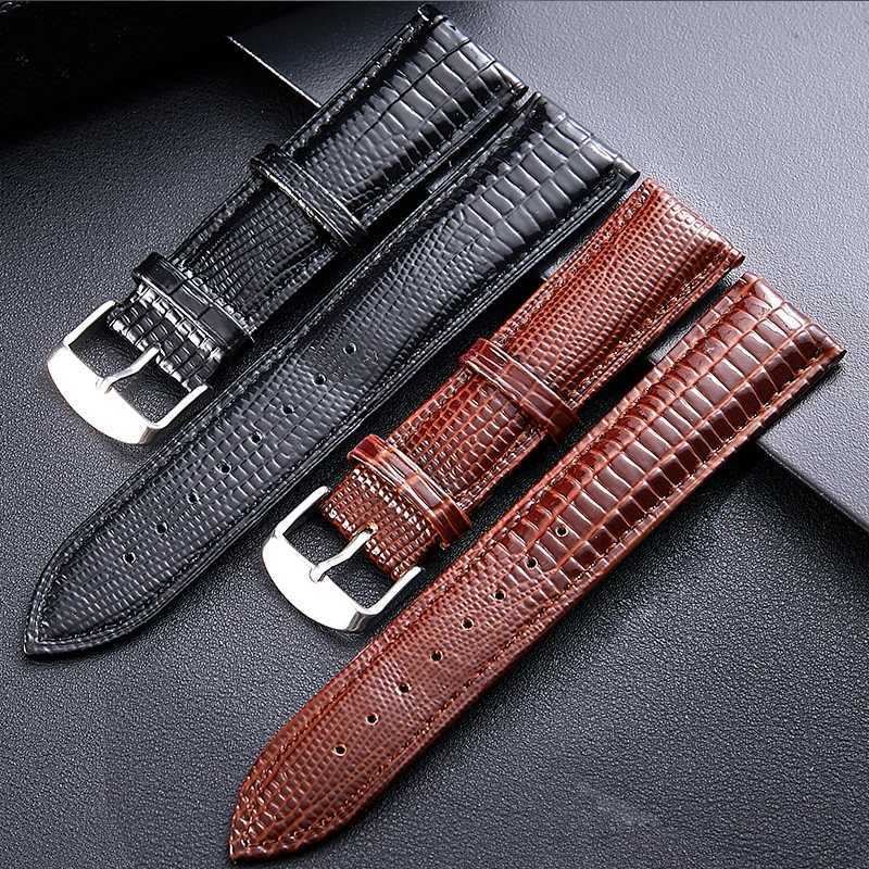 Other Watches New Leather Watchband Lizard Pattern Pin Buckle Watch Strap Women Men Watch Band 12mm 14mm 16mm 18mm 20mm 22mm 24mm Accessory J240330