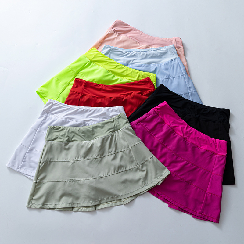 Lu Women Sports Yoga Gonfie Shorts Shorts Solid Color LL Gonne da golf da tennis Anti Exposure Fitness Short Short Skirt S604