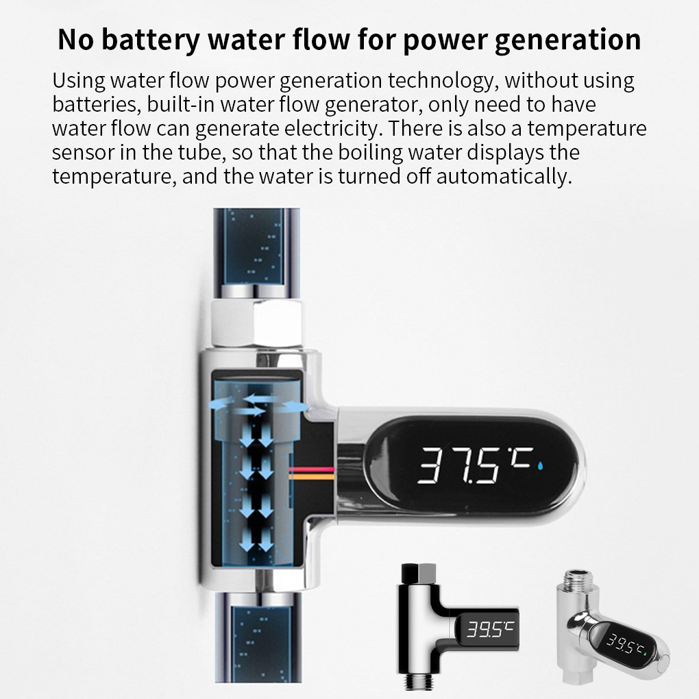 LEDディスプレイウォーターシャワー温度計自己生成電気水温モニターエネルギースマートメーター温度計