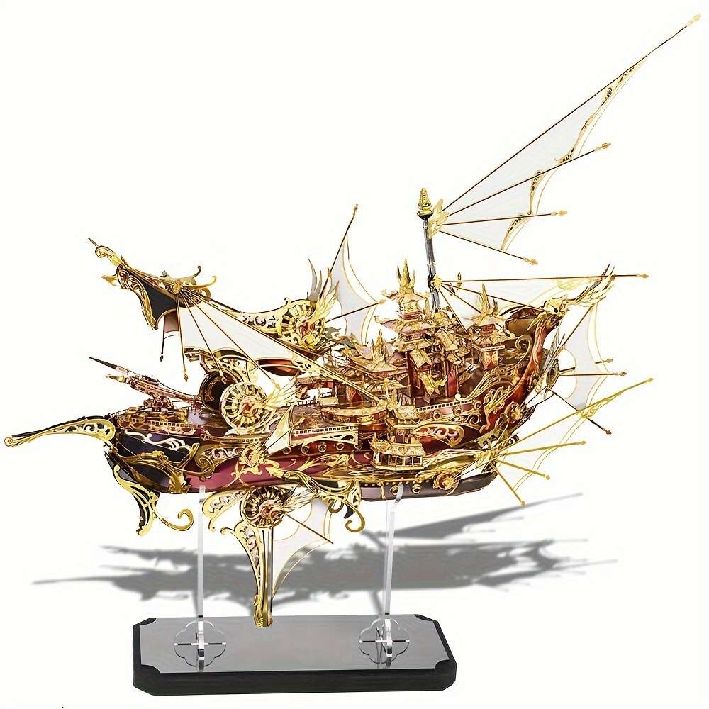 3D Metal Puzzles Ship Models satser Vuxna, nio himmel Byggnadssats för båtmodell, Brain Teaser Diy Craft Toys Gifts for Man Woman Family