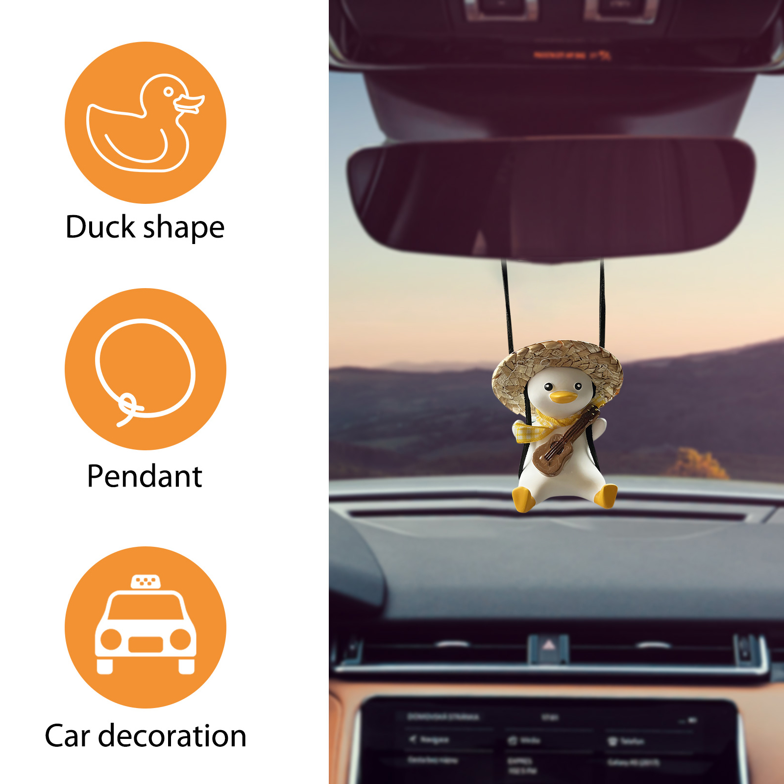 Résine Auto Swing Duckling Pendants mignons Auto Rear View Mirror Duck