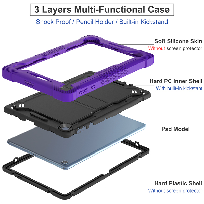 Étui à l'épreuve des chocs pour le pavé d'honneur x8 10,1 pouces, étui de protection de comprimé à corps complet de service lourd, couvercle en caoutchouc de support réglable en silicone à amortisseur en silicone doux