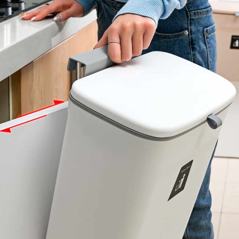 Cestino rifiuti cestino sospeso con coperchio di grande capacità cucina riciclaggio del cesta spazzatura mobile da bagno a parete montato