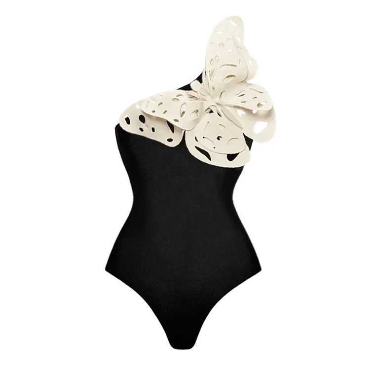 Costumi da bagno donna 2024 Costume da bagno donna 3D Farfalla Costume intero bianco e nero Set da donna Costume da bagno bikini body yq240330