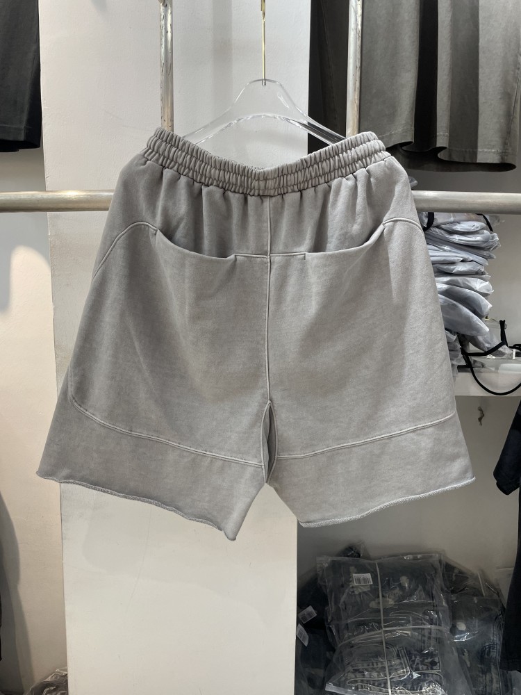 Gewaschene Shorts für Herren und Damen, gerade Shorts mit Kordelzug, Reithose, Schwarz, Grau