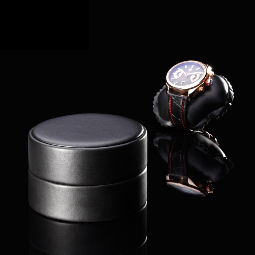 Custodia portaoggetti orologi in pelle nera Custodia singola organizer Nuovo orologio a rotolo di marca Gift246V
