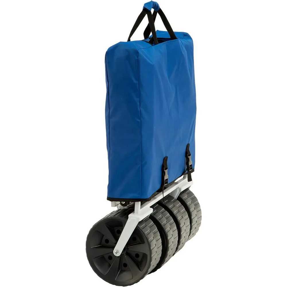 Carrello mobili da campeggio MacSports Heavy Duty pieghevole pieghevole tutti i terreni Carrello da spiaggia blu / bianco YQ240330