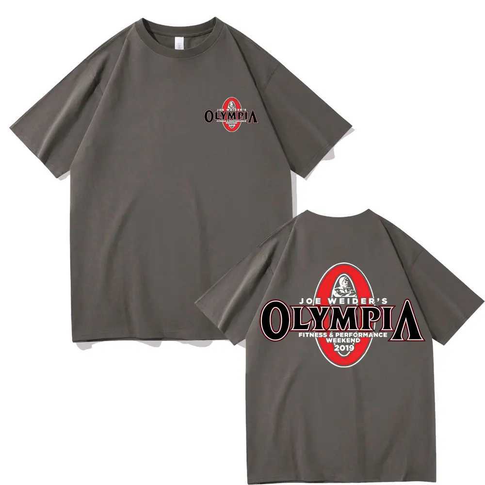 Herr t-shirts heta försäljning olympia fitness herrar hög kvalitet kort ärm t-shirts herr gym 100% bomull runda hals t-shirts 240319