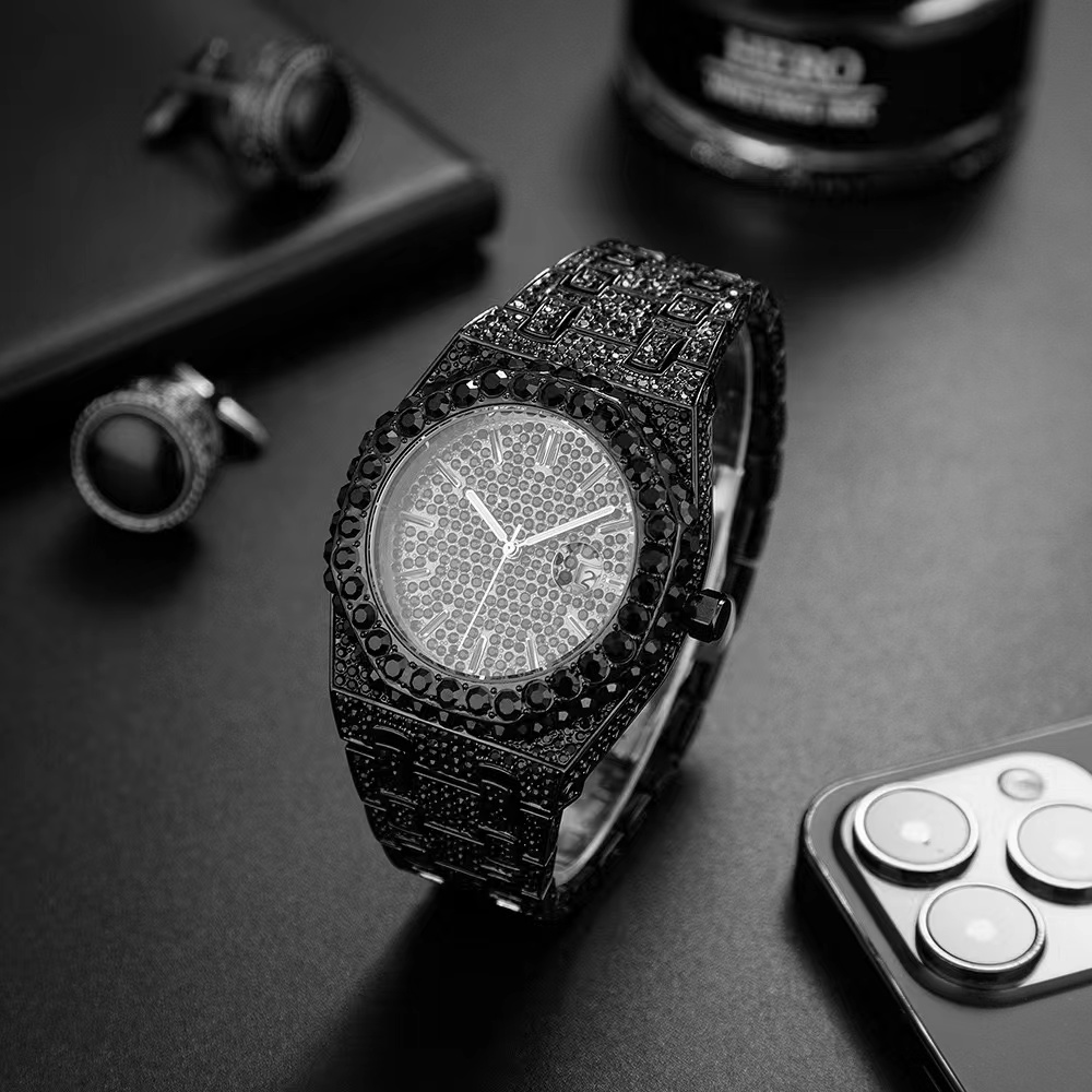 Regarder les fabricants Regarder la marque haut de gamme Full Star Diamond Diamond Men's Quartz Watch Fashion Tous les diamants