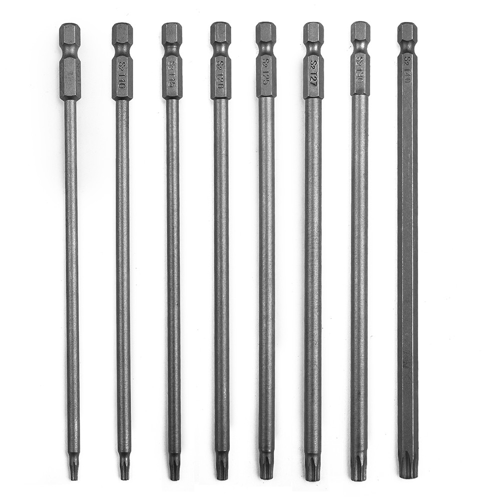 Long 150mm Torx magnético Torx Chave de bit liga a aço de 1/4 de polegada Torx Torx Torx T8, T10, T15, T20, T25, T27, T30, T40