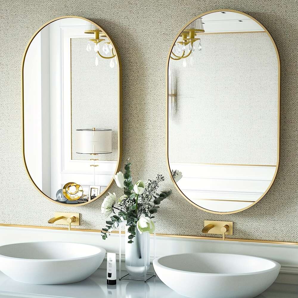 24x16inch Oval Wall Mounted Mirror, Modern Decor for Bedroom Bathroom Entryway Living Room Gallery Wall, Home Decorations