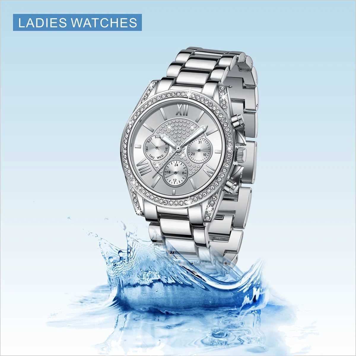 Horloges Ever Move Nieuwe luxe mode gelegeerd stalen horloge voor dames casual armband waterdicht quartz diamanten horloges cadeau voor vriendin 24329