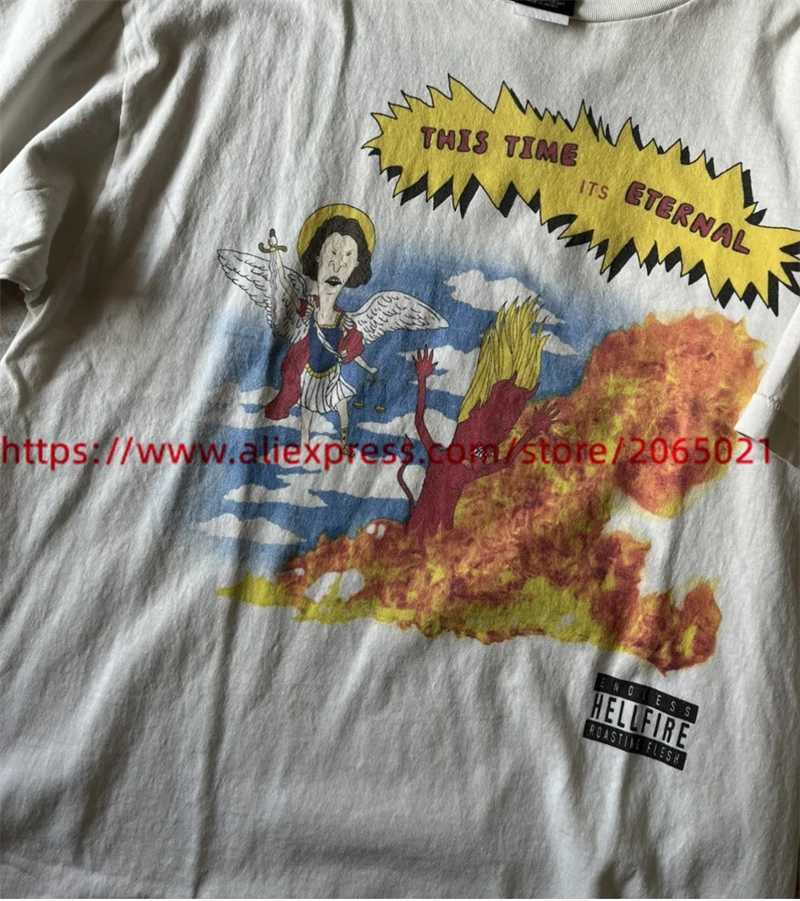 Dames T-shirt Stripfiguur Print Saint Michael T-shirt Dames 1 1 Hoge kwaliteit Wassen T-shirt J240330