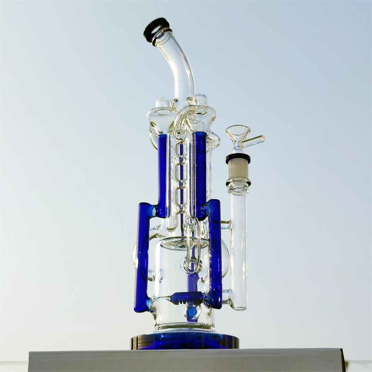 2024 Huvudt glas Neo Fab instrument Steam Punk 15 tum storskalig glas Bongs vattenrör bong tobak rökning 14 mm skål dab rigg återvinning bubbler rör