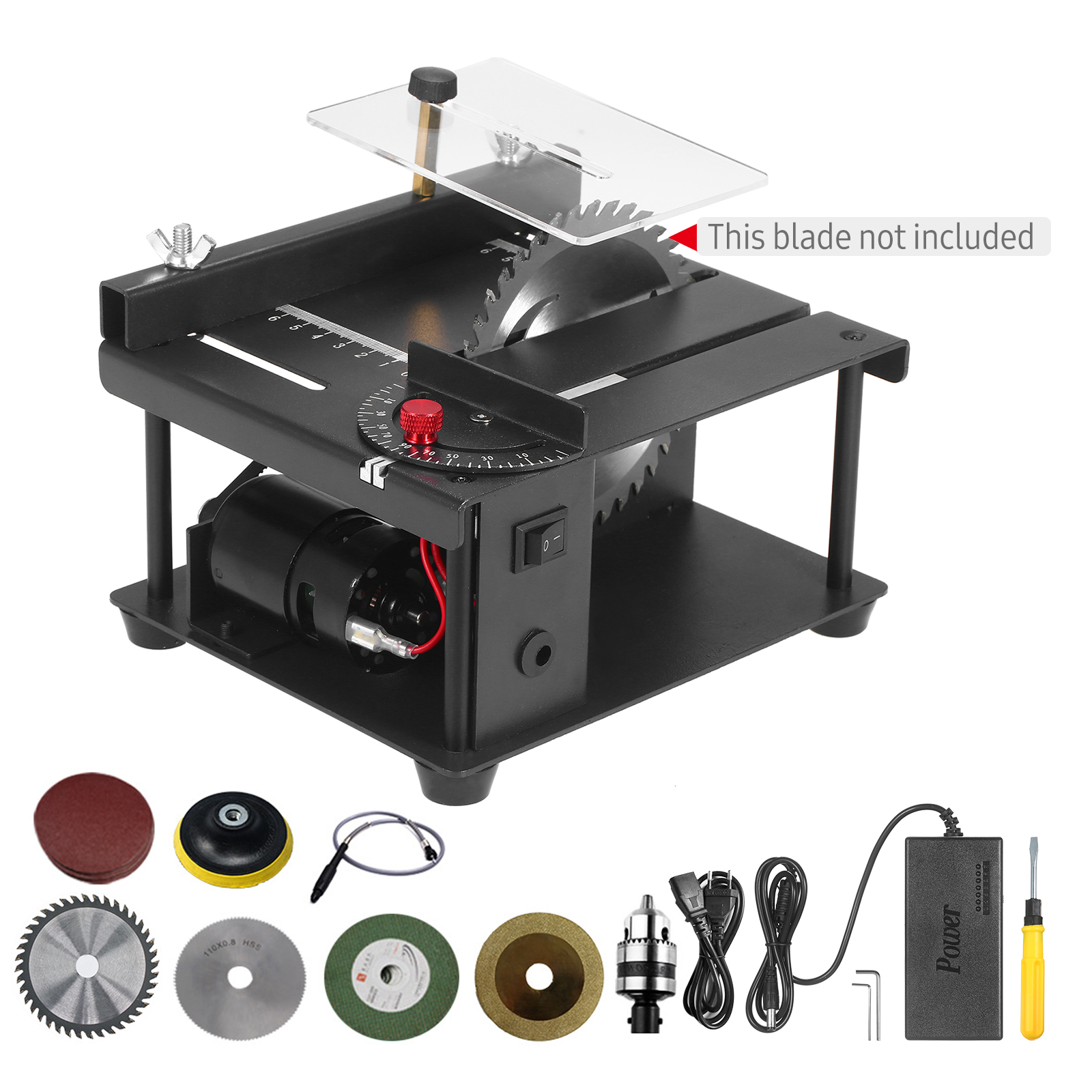 200W Multifunctionele mini -tafelzaag Woodworking Handmade DIY Hobby Model Craft Cutting Tool + Circular Saw Blade snijmachine