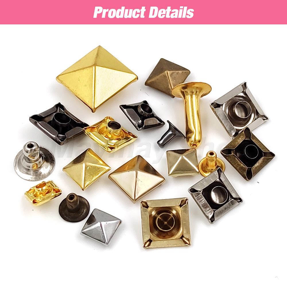 6-12mm Metall Pyramid Cap Niets Quadratschsten mit Werkzeugen für Leder Bastel Bag Cloding-Kleidungsschuhe Accessoires