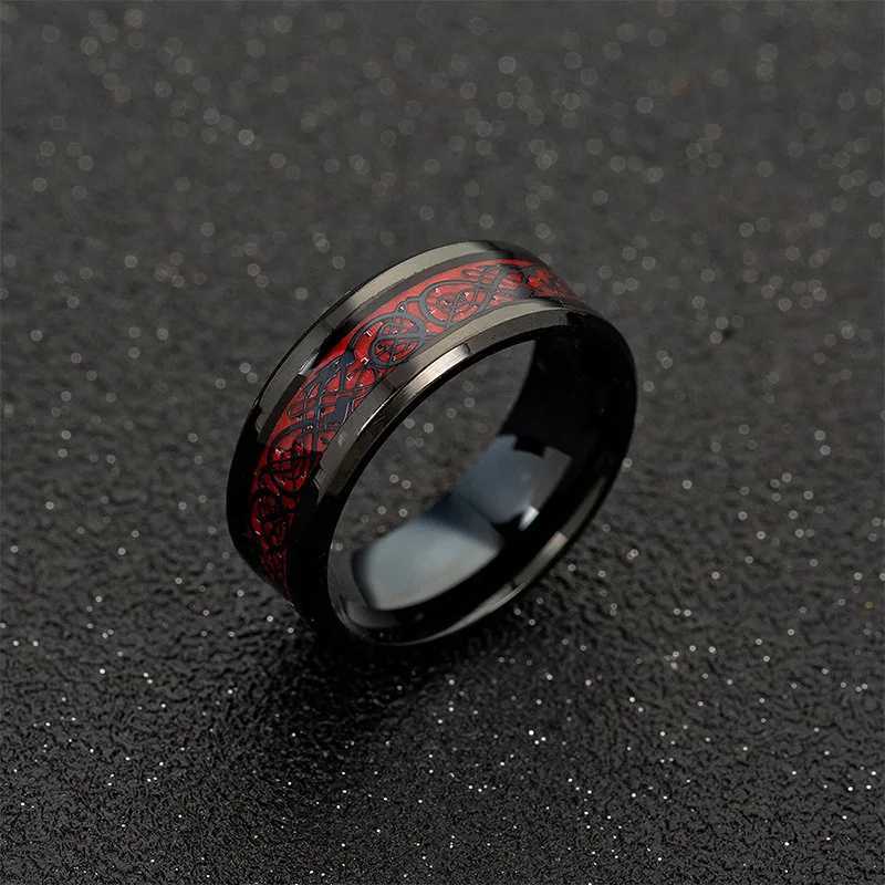 Anneaux de mariage 20 couleurs hommes bijoux rouge bleu noir Dragon incrustation confort ajustement anneaux en acier inoxydable pour mariage large 8mm 24329