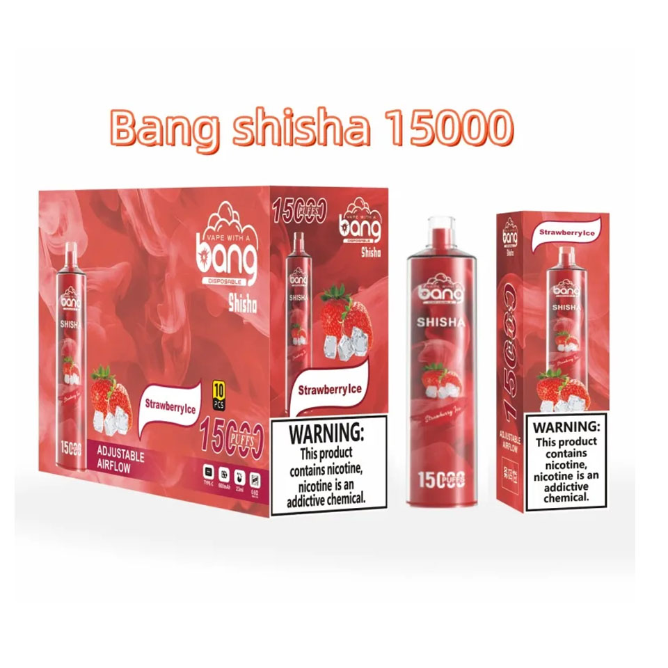 Originele Bang SHISHA 15000 Puff wegwerpvape-pen 15k Puff Vape Bang 23 ml voorgevulde cartridges Pod 650 mAh oplaadbare batterij LED-lichtkleur Puff 15k Vape