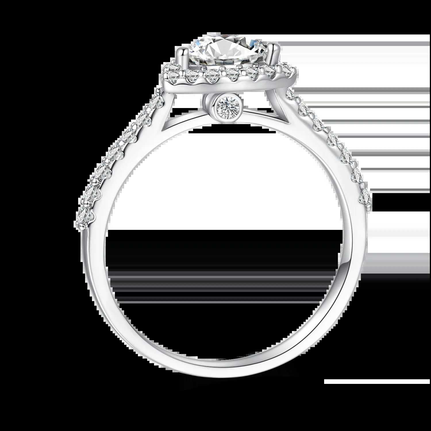 Wedding Rings HanYu 925 Silver Jewelry 1CT Heart Cut Moissanite Diamond Wedding Engagement Eternity Band Ring for Women 24329