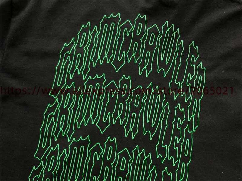 Men's T-Shirts Good Quality Raf Simons Green Print Fashion T Shirt Men Heavy Fabric Unisex Casual Black Women Vintage Tee T-shirt J240330