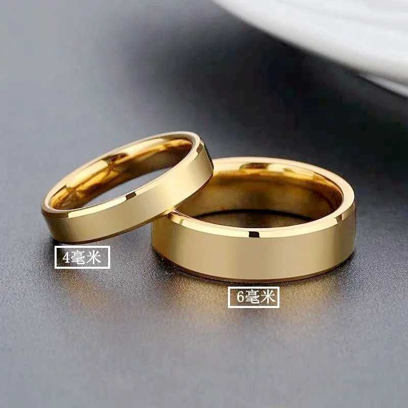 Anneaux de mariage Ramos Smoothless en acier inoxydable Rings Gold Color simple 4 mm 6 mm Femmes Men Amateurs Bijoux de mariage Cadeaux de fiançailles 24329