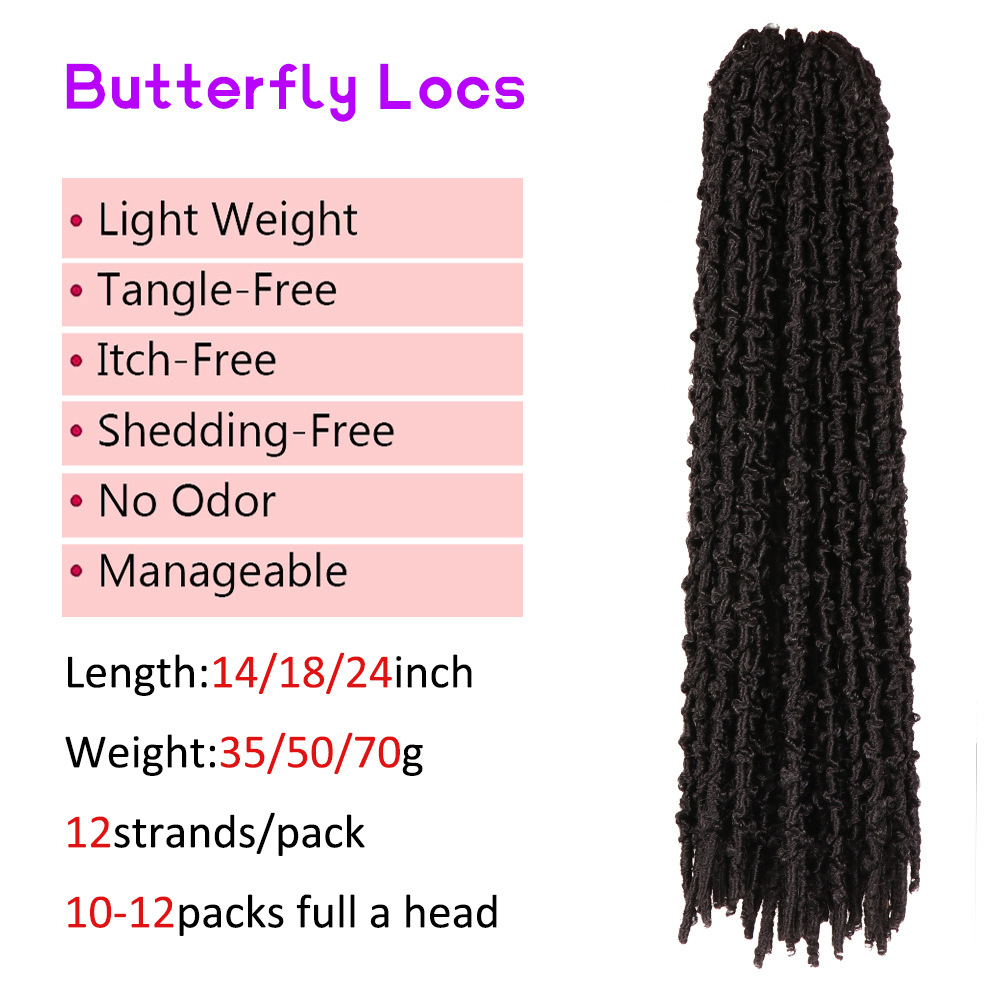 Ninho de cabelo 18 polegadas Locs de borboleta de crochê de cabelo artesanal Locs angustiados LOCs Faux Locs Crochet Bails