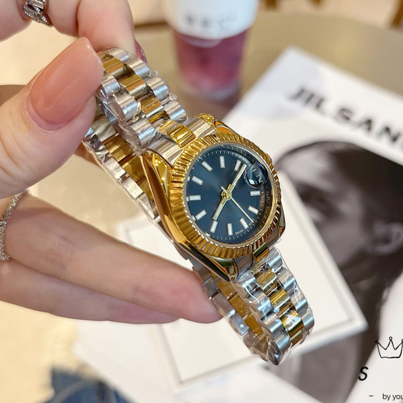 luxury womens watch Top brand 26mm gold designer auto date movement lady watches high quality All Stainless Steel band wristwatches women Christmas Birthday Gift