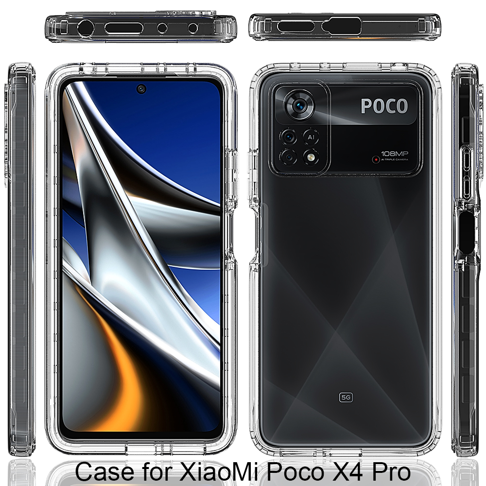 Fit POCO X4 Pro 5G Clear Stoßdämpferhüllen Hartstoßstange Weiche TPU -Schutzabdeckung für POCO M4 Pro X3 NFC M3 mit Screen Protector