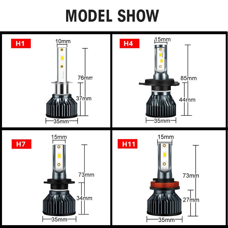 H4 Lâmpadas de leds LED 160000LM 180W 3570 CHIPS H7 FARECTURO DE LED H1 TURBO 4300K 6000K 8000K 80000LM 110W H8 H9 H11 Luzes de nevoeiro