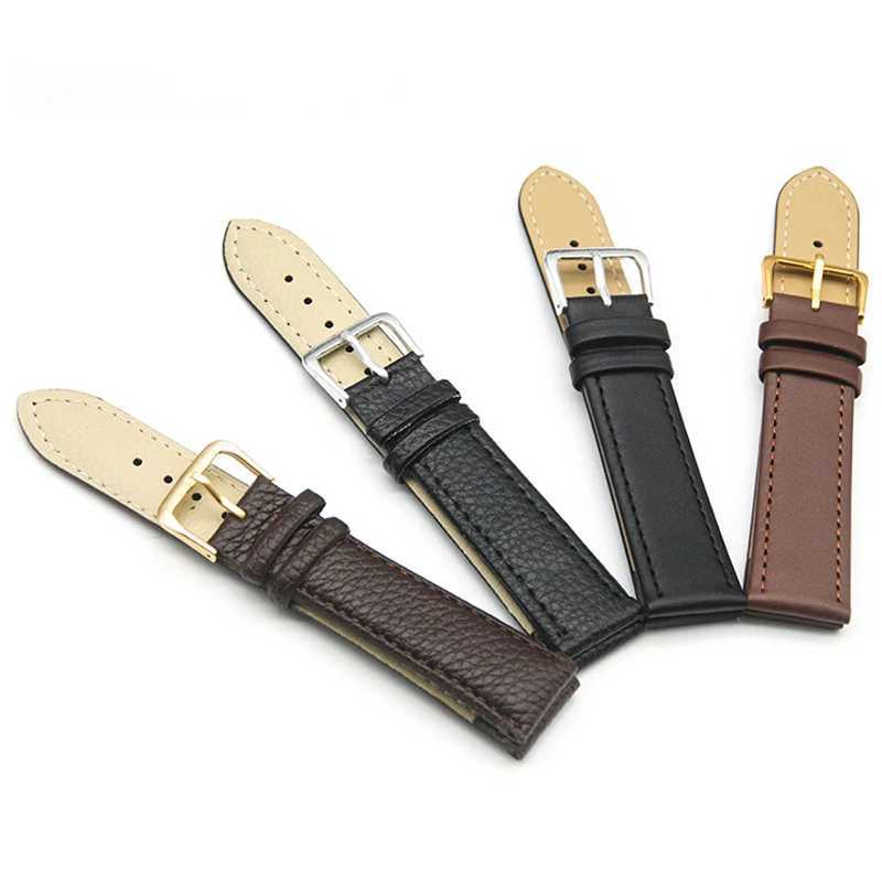 Andra klockor Nya högkvalitativa äkta läderklocka Banddelar 8/10/12/14/16/18/20/22 mm män Kvinnor Watchband Watch Strap Belt Accessory Gift J240330